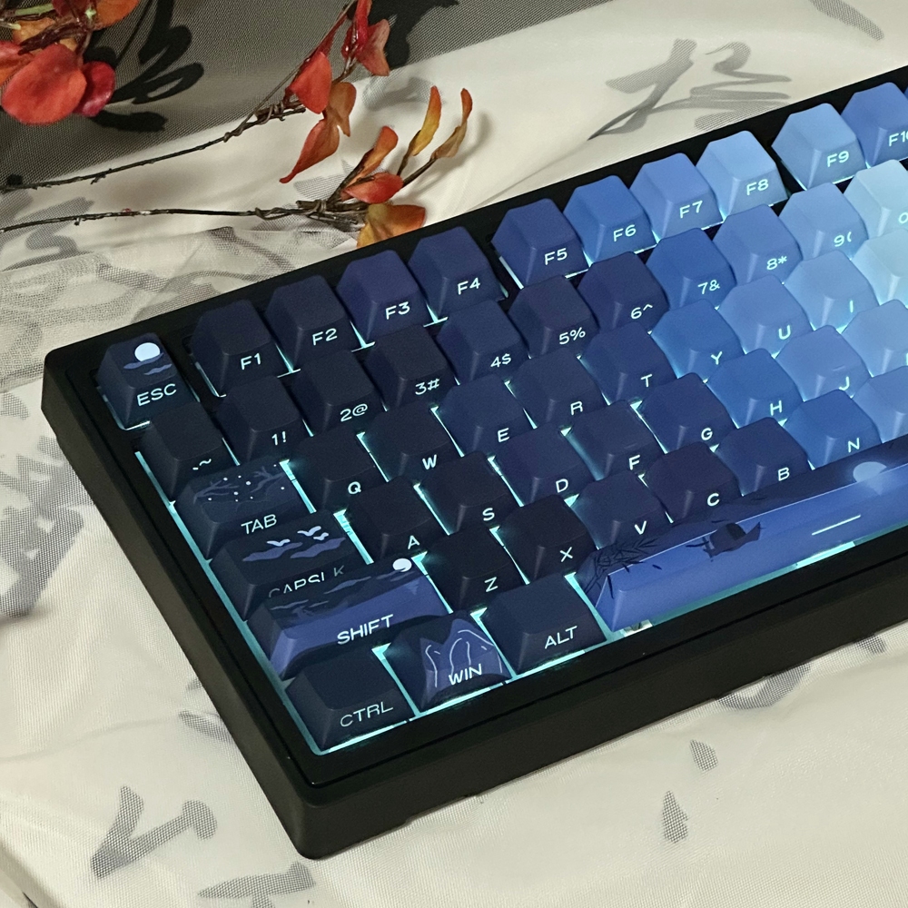 Bright Moon Keycaps Cherry Profile DYE-Sub Double Shot Backlight Side Engraving Keycap Set