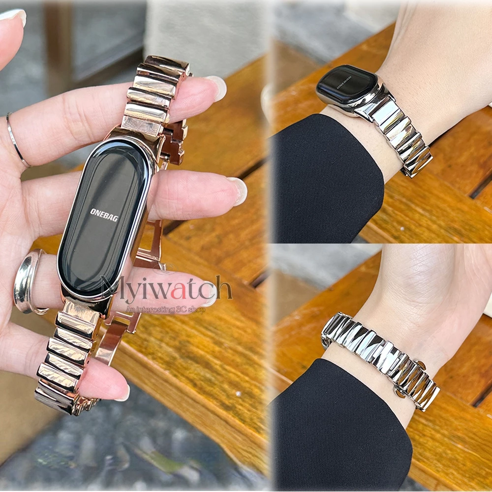 ประณีตโลหะสําหรับ Xiaomi Mi Band NFC 10 9 8 Pro 7 6 5 3 4 ผีเสื้อโลหะหัวเข็มขัดออกแบบสายรัดข้อมือแฟชั่น Miband สําหรับ HW Fit 3 4 Pro Redmi 5 4 Band 18 มม.20 มม.22 มม.