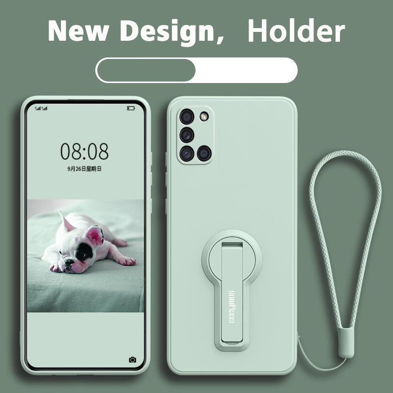 FOR เคส ปลอก Samsung A31 เคสโทรศัพท์ softcase Liquid ซิลิโคน Protector กันกระแทกเรียบกันชนออกแบบใหม่360 ° พร้อมผู้ถือ ytxzzj01