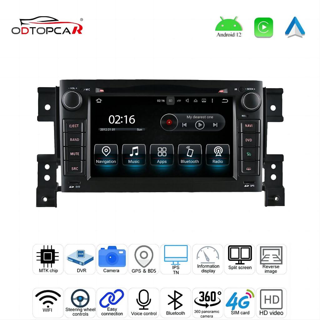 Odtopcar เครื่องเล่น DVD วิทยุ GPS นําทาง GPS หน้าจอ 7 นิ้ว สําหรับ Suzuki Vitara Android 11 Apple CarPlay