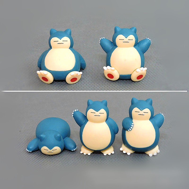 5 ชิ้น/เซ็ต 3.5 ซม.อะนิเมะรูป Snorlax กระเป๋า Monster Kabigon รุ่น Q เค้กตกแต่ง PVC Action Figures ตุ๊กตาของเล่นของขวัญ