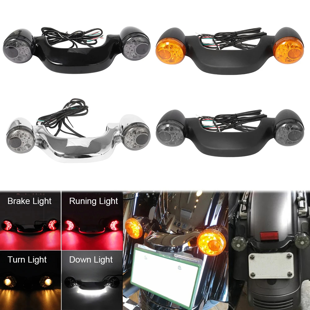 ไฟเลี้ยว ไฟเบรก LED สําหรับรถจักรยานยนต์ Harley Touring Street Road Glide CVO Custom FLTRX FLHX FLTRU 2010-2021