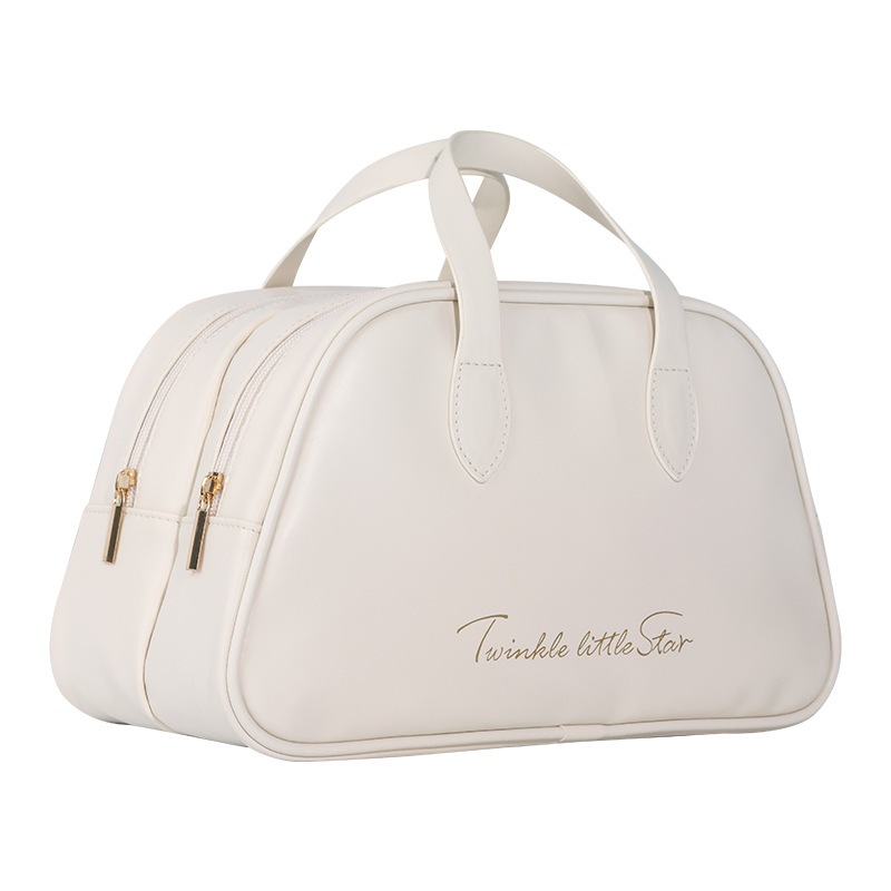 กระเป๋าเครื่องสําอาง หนัง PU สองชั้น ความจุขนาดใหญ่ กันน้ํา อเนกประสงค์ สําหรับบ้าน ออฟฟิศ - รูปที่ 6