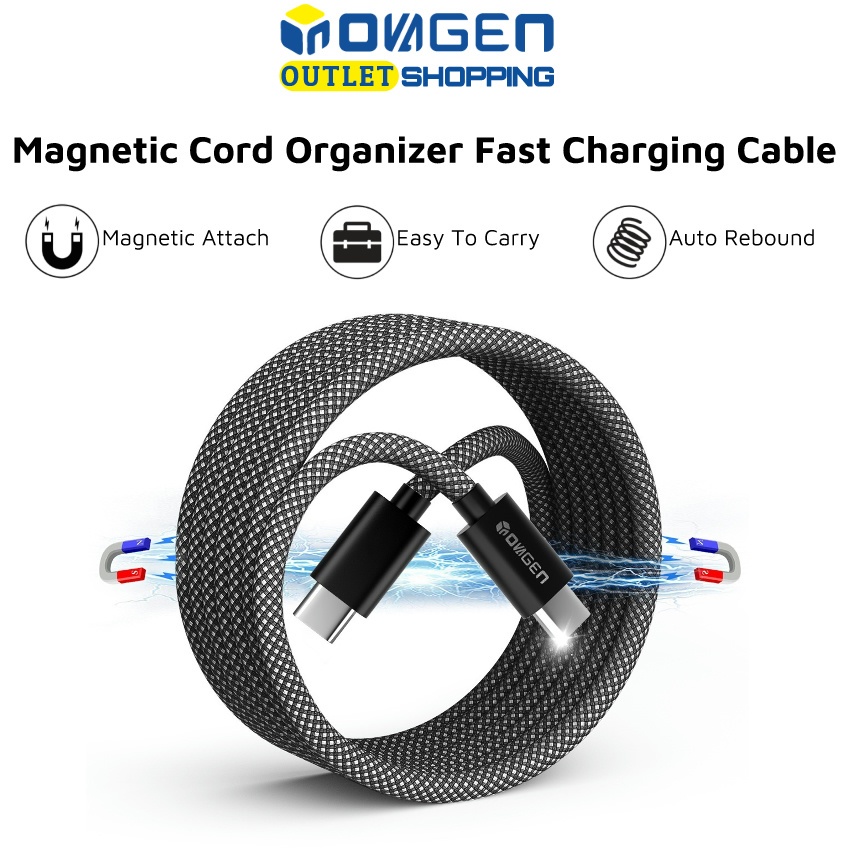 Inovagen สายชาร์จแม่เหล็ก ชาร์จเร็ว ไม่พันกัน ยาว 1 ม. 2 ม. ถึง 240W ชาร์จเร็วมาก ขดลวดง่าย