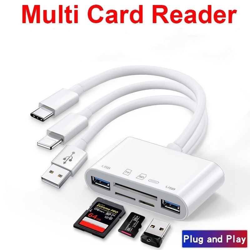 อะแดปเตอร์การ์ดรีดเดอร์ Type-C / USB to Micro SD(TF) / SD Card / USB3.0 OTG adapter multi card reader