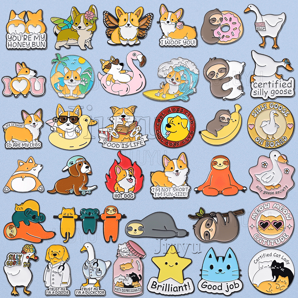 เครื่องประดับ เข็มกลัด โลหะผสม รูปสัตว์ เป็ด คิตตี้ แมว สุนัข 100 แบบ