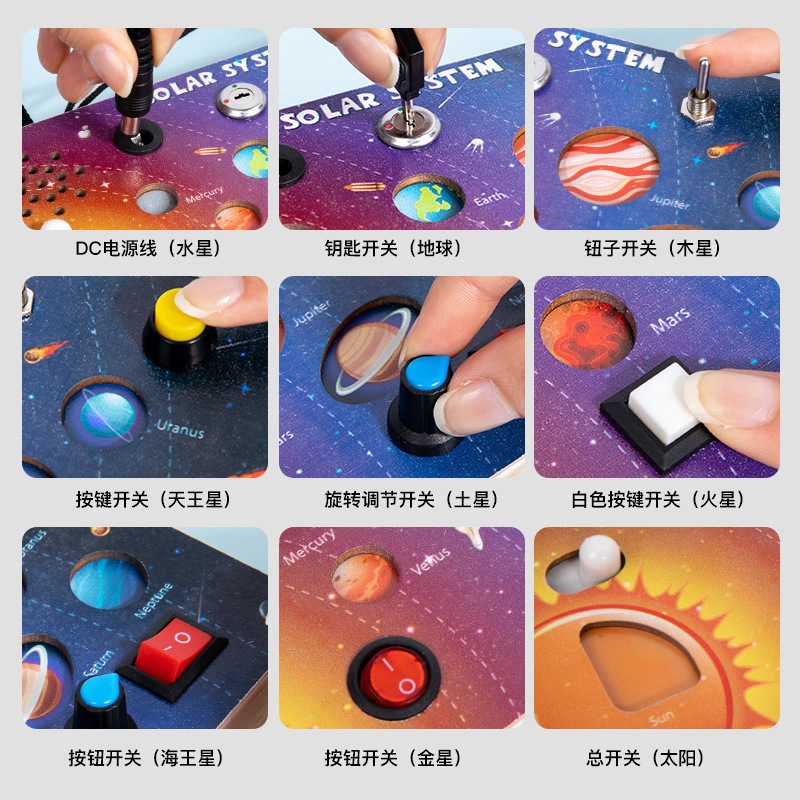 ของเล่นบอร์ดไม้ Montessori มีไฟ LED พลังงานแสงอาทิตย์ เพื่อการเรียนรู้ สําหรับเด็กวัยหัดเดิน - รูปที่ 3