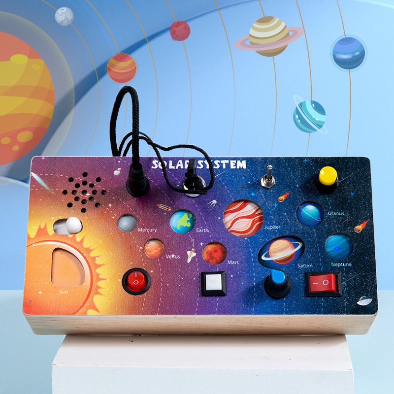 ของเล่นบอร์ดไม้ Montessori มีไฟ LED พลังงานแสงอาทิตย์ เพื่อการเรียนรู้ สําหรับเด็กวัยหัดเดิน - รูปที่ 2