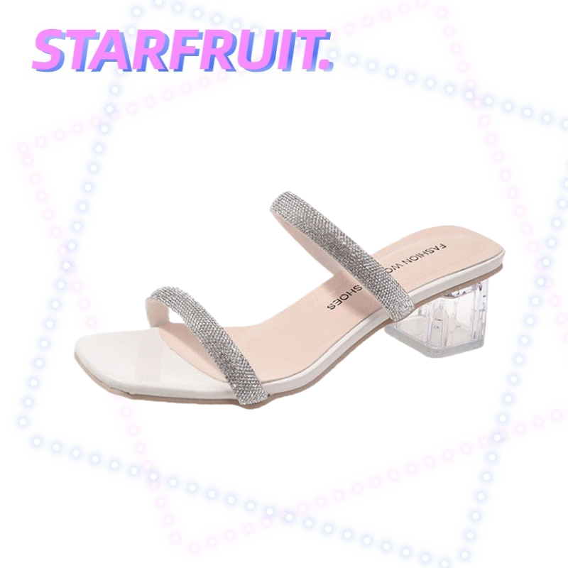 STARFRUIT รองเท้าส้นสูง ประดับคริสตัล และพลอยเทียม แฟชั่นสําหรับสตรี