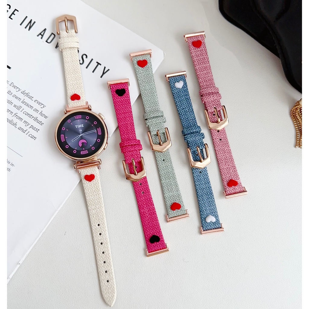 Leather Cute Love สาย huawei watch gt 5 pro Strap สาย Huawei watch gt 4 Strap GT2 pro GT2E GT3 Pro สาย Huawei GT4 Strap Amazfit Bip 5 สาย Amazfit Bip 3 pro Strap Amazfit bip u pro GTS2 GTS3 สาย Amazfit GTS 4 mini Galaxy Watch 7 สาย huawei watch gt 5 สาย