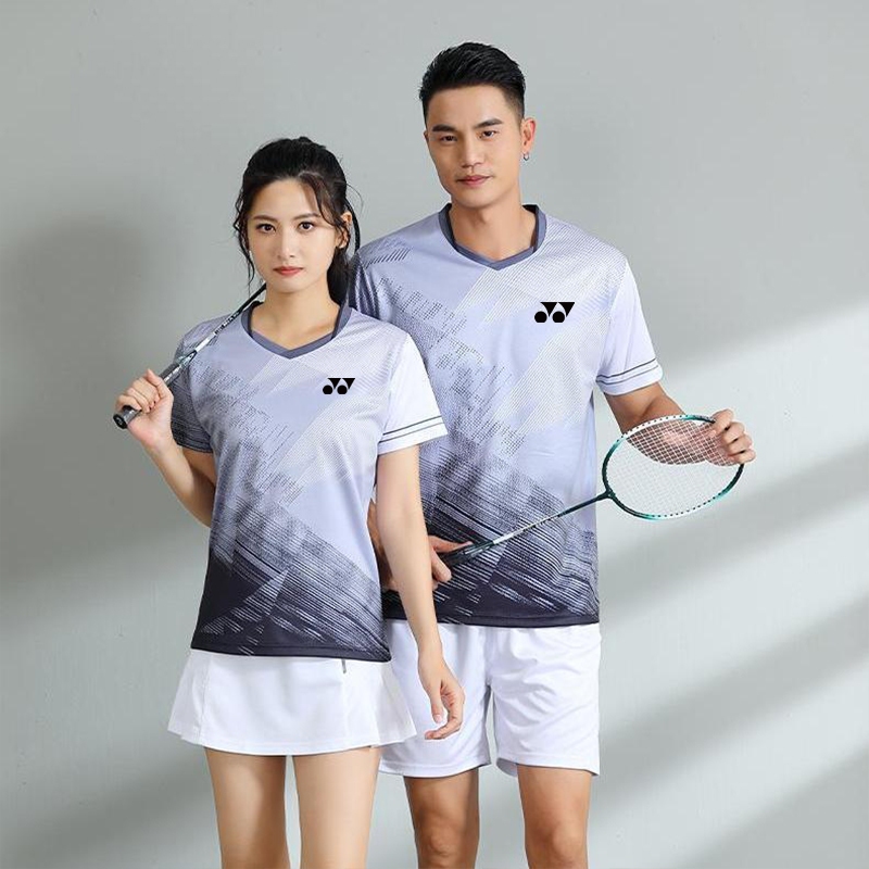 เสื้อกีฬาแบดมินตัน แขนสั้น แบบแห้งเร็ว ระบายอากาศได้ดี สําหรับผู้ชาย และผู้หญิง 2024