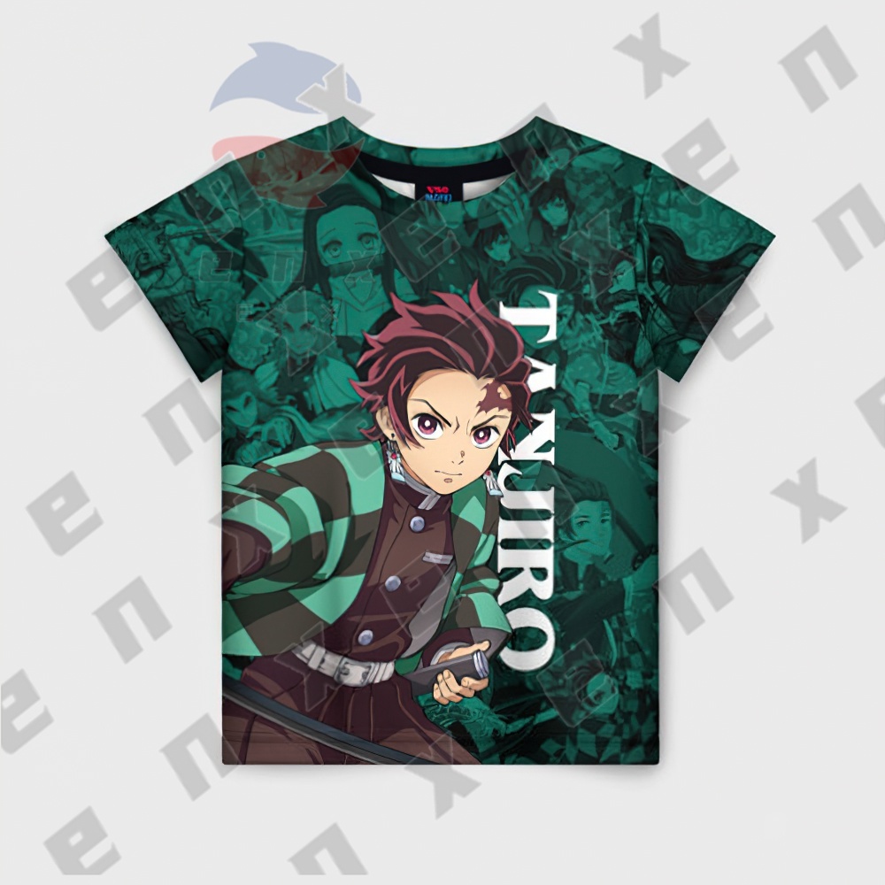 เสื้อยืดแขนสั้นลายดาบพิฆาตอสูร สำหรับเด็กและเยาวชน เหมาะสำหรับฤดูร้อน