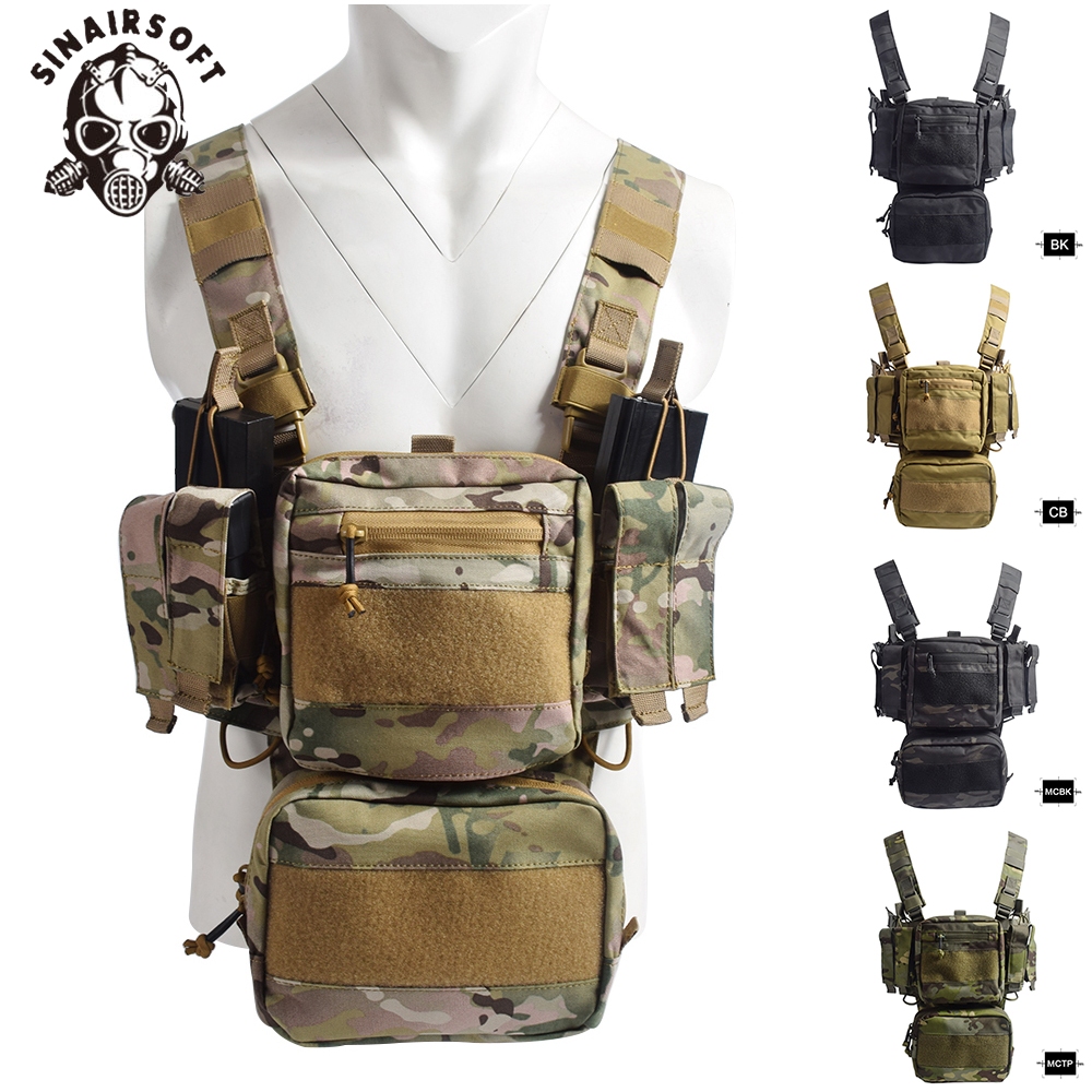 Sinairsoft 500D ไนลอนยุทธวิธีที่ถอดออกได้ MOLLE หน้าอก Rig กลางแจ้งมัลติฟังก์ชั่ Combat เสื้อกั๊กทหารเกียร์นิตยสารกระเป๋า
