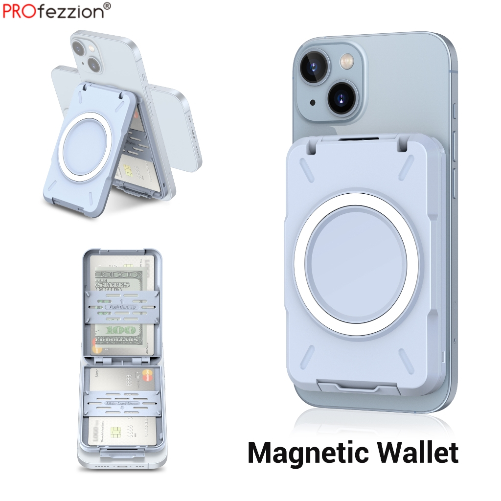 PROfezzion Magnetic Wallet กระเป๋าสตางค์แม่เหล็กโทรศัพท์สากล Phone Cash Card Case กระเป๋าสตางค์แม่เหล็ก 4 ชิ้น สําหรับสมาร์ทโฟน แอนดรอยด์ Apple 15 14 13