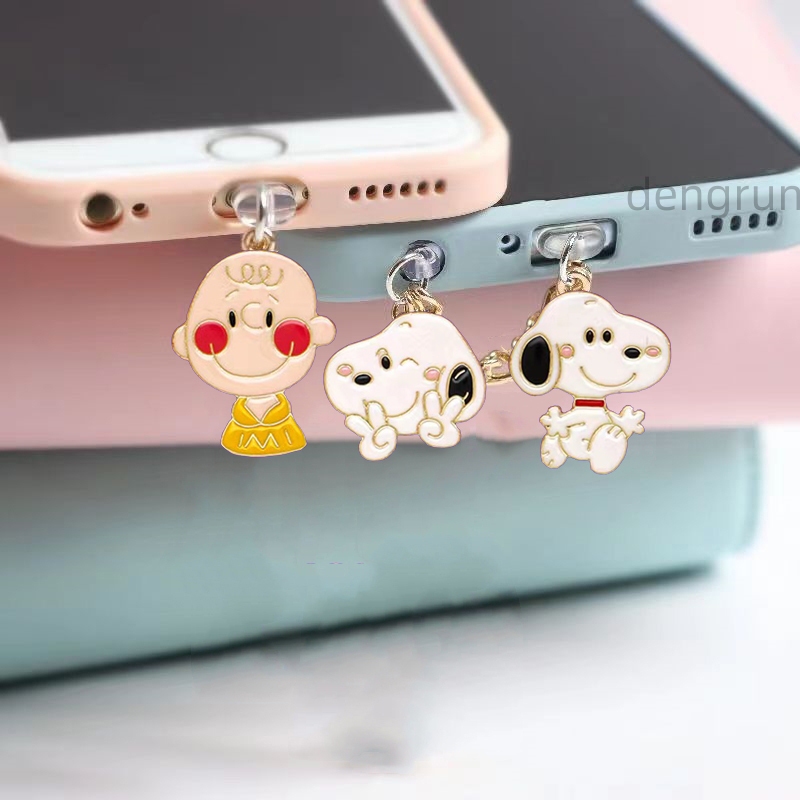 การ ์ ตูนน ่ ารักโลหะ Snoopy โทรศัพท ์ มือถือ Anti-ฝุ ่ น Plug Charm ลูกสุนัข Anti-ฝุ ่ นปลั ๊ กจี ้ คู ่ แฟนของขวัญ
