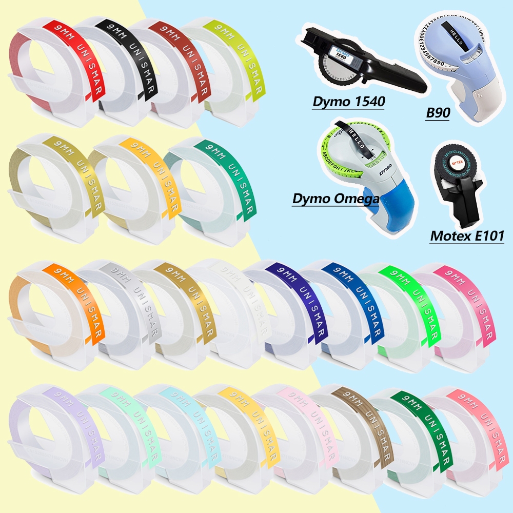 เทปฉลาก ลายนูน Dymo 3D Effect Motex E101 9 มม. x 3 ม. สําหรับเครื่องทําฉลาก Dymo Organizer Xpress 12