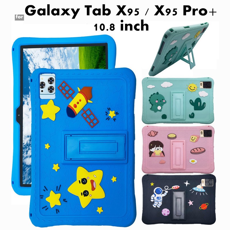สําหรับ Galaxy Tab X95 / X95 Pro + 10.8 นิ้วกรณีการ์ตูนกันกระแทกซิลิโคนอ่อนนุ่มแขนป้องกันขาตั้งฝาครอ