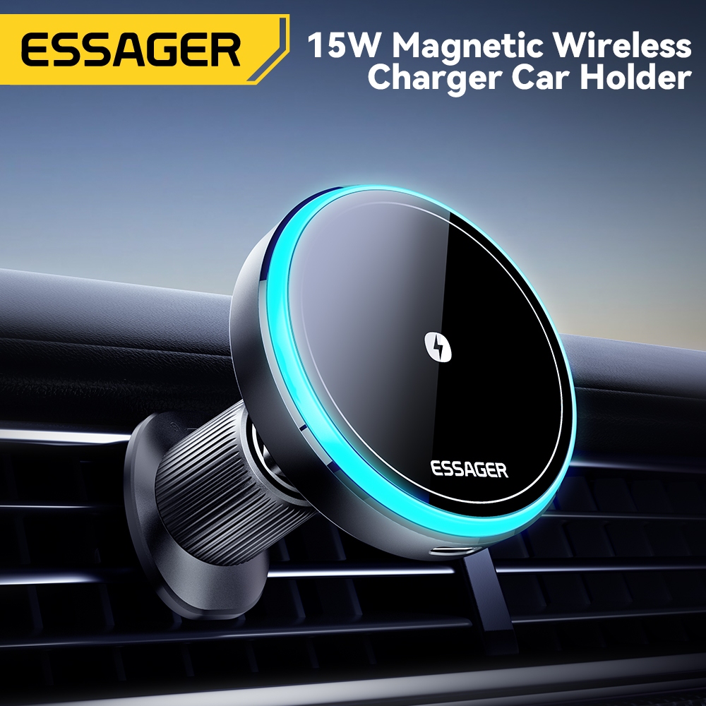 Essager 15W แม่เหล็กไร้สาย ชาร์จในรถ เม้าท์แสงโดยรอบ สําหรับโทรศัพท์มือถือ
