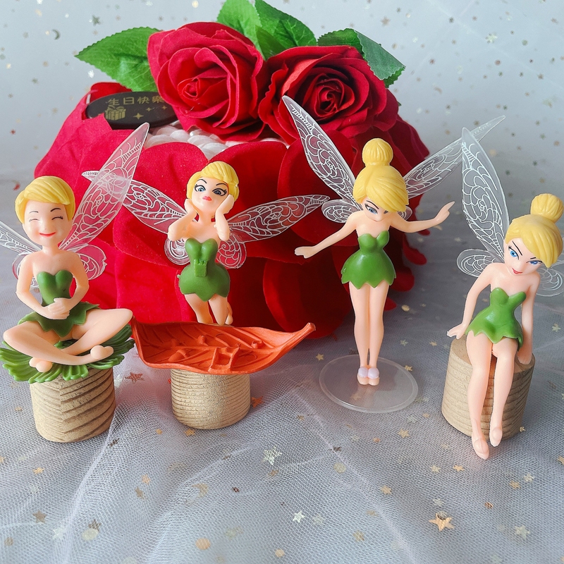 โมเดลฟิกเกอร์ PVC รูปการ์ตูนอนิเมะ Peter Pan Tinker Bell Flower Fairies Q Version ขนาด 6 ซม. 4 ชิ้น ต่อชุด