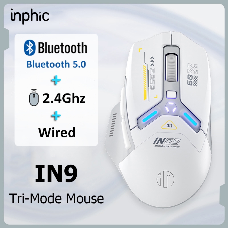 Inphic IN9 Wireless Bluetooth Mouse เมาส์ไร้สาย บลูทูธ 2.4G โหมดสามขา แบบชาร์จไฟได้ สําหรับคอมพิวเตอร์ แล็ปท็อป