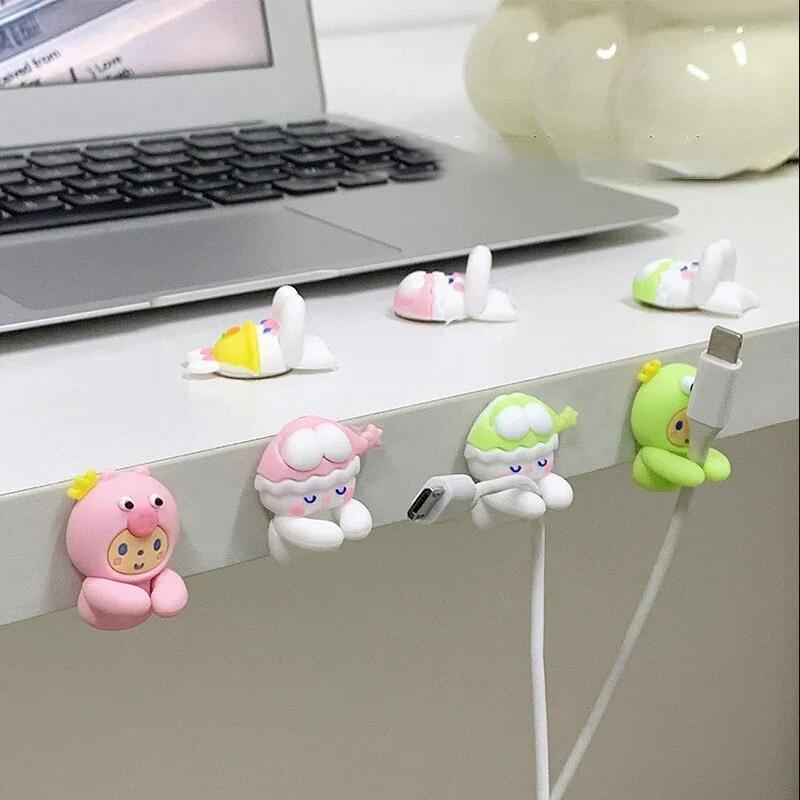 2 ชิ้น/เซ็ต Kawaii การ์ตูนคลิปสาย Kawaii USB Charger Data Line Fixer น่ารักสาย Winder หูฟังตะขอแขวนผนังแขวนโต๊ะ Organizer