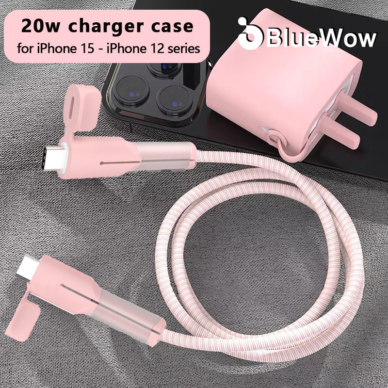 Bluewow iP 20W Fast Charger Protector/Type c ถึง Type c Cable Protector/Cord Protector สําหรับ iPh16/15/14/13/12/11promax Charger Cover