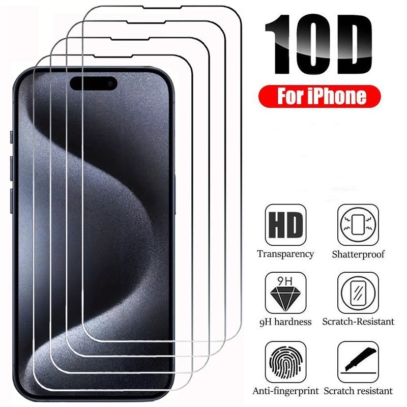 กระจกนิรภัยกันรอยหน้าจอ Hd 10D แบบใส สําหรับ IPhone 15 Pro Max 14 15Plus 13 12 11 Pro Max X XR XS Max