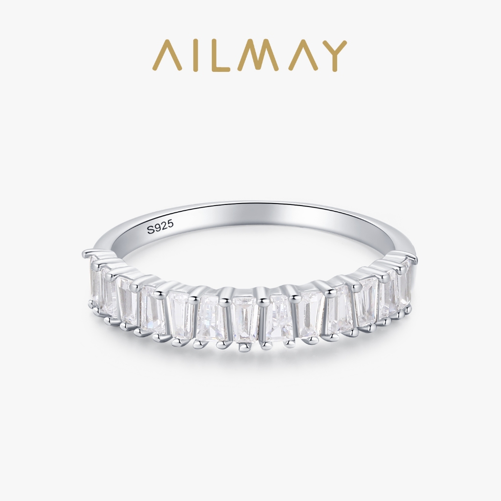 Ailmay 925 เงินสเตอร์ลิงแฟชั่น Trapezoidal Zircon แหวนผู้หญิงเครื่องประดับ Fine