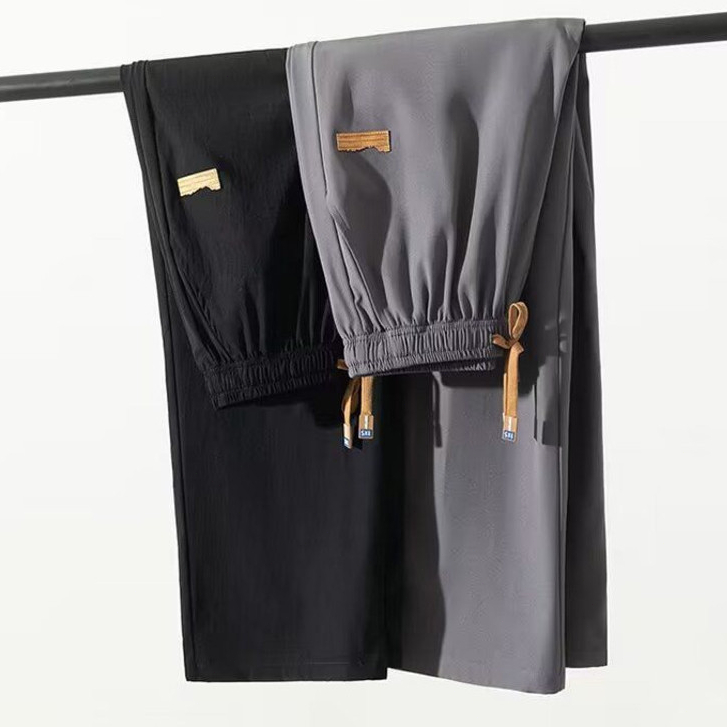 M-5XL ไซส์ใหญ่ กางเกงขายาวผู้ชาย ทรงตรง ทรงหลวม กางเกงกีฬาผู้ชาย สวมใส่สบาย แฟชั่นฤดูร้อน สีดํา กางเกงผู้ชาย