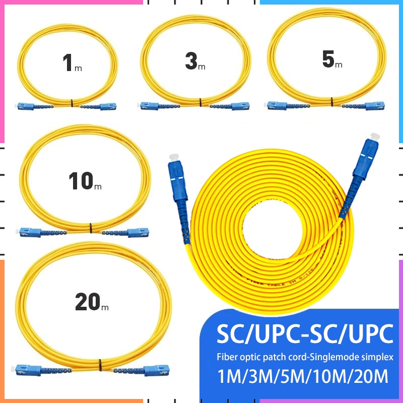 Ready Stock1M/3M/5M/10M/20M SC/UPC-SC/UPC Simplex 9/125 Single Mode SM Fiber Optic Cable Patch Cord 