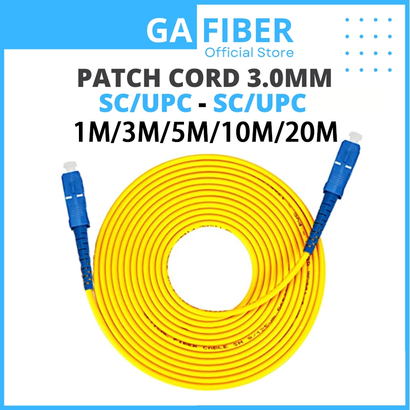 จัดส่งรวดเร็ว1M/3M/5M/10M/20M Sc/upc-sc/upc Fiber Optic Patch Cord Jumper Cable Simplex 9/125 Single