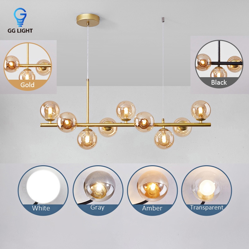 [ฟรีหลอดไฟ + เปลี่ยนสีได้สามสี] โคมไฟระย้าเพดาน โมเดิร์น 100 ซม. โคมไฟระย้า LED ทรงกลม 11 ดวง แขวนโคมไฟระย้า ไตรรงค์ ฟองอากาศ ไฟ ห้องรับประทานอาหาร ยึดไฟ
