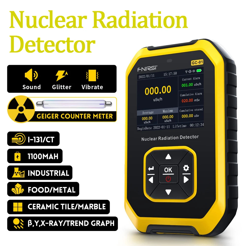 GC-01 Geiger Counter เครื่องตรวจจับรังสีนิวเคลียร์ X-ray Beta Gamma Detector Dosimeter Y-ray β-ray Radioactive Tester