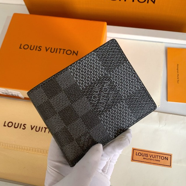 LV พร้อมส่ง Louis Vuitton กระเป๋าสตางค์ ใบสั้น หนังแท้ ลายสก๊อต หรูหรา สําหรับผู้ชาย (พร้อมกล่อง)