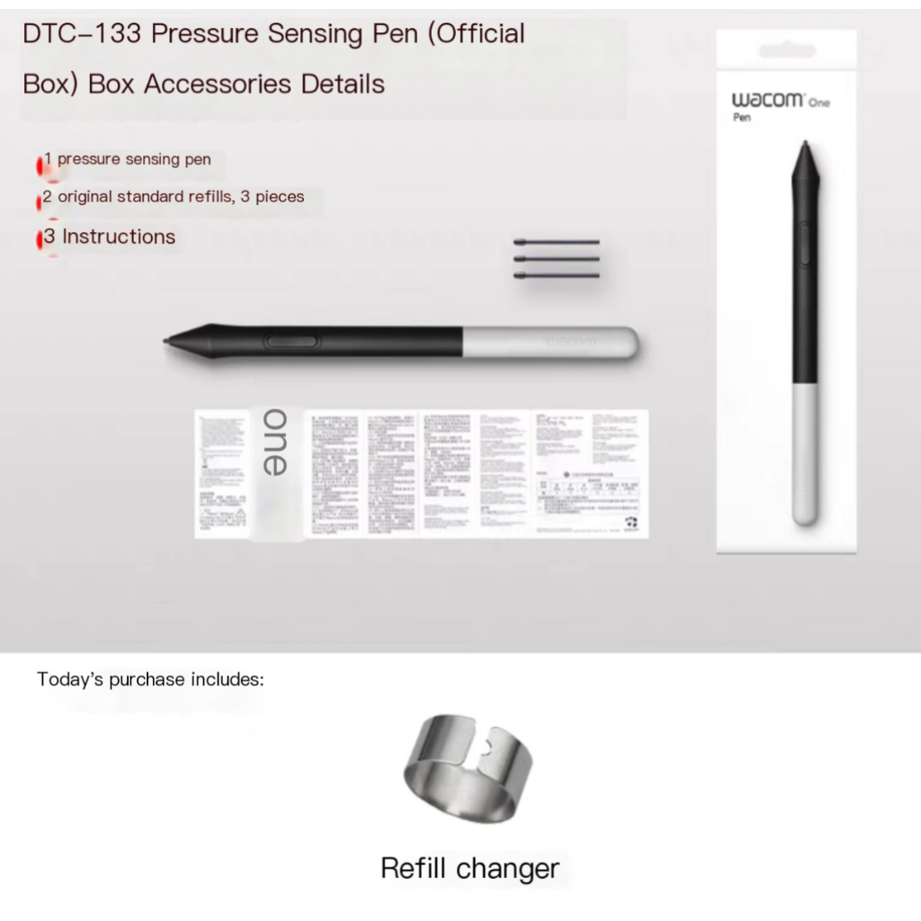 ( รีฟิลฟรี) หน้าจอดิจิตอล Wacom one ล้านและ 4K ของแท้ ความไวต่อแรงกดมือ สีสกรีน DTC-133 DTC133W0 เท่านั้น 4096 ระดับสไตลัส (Cp91300b2z