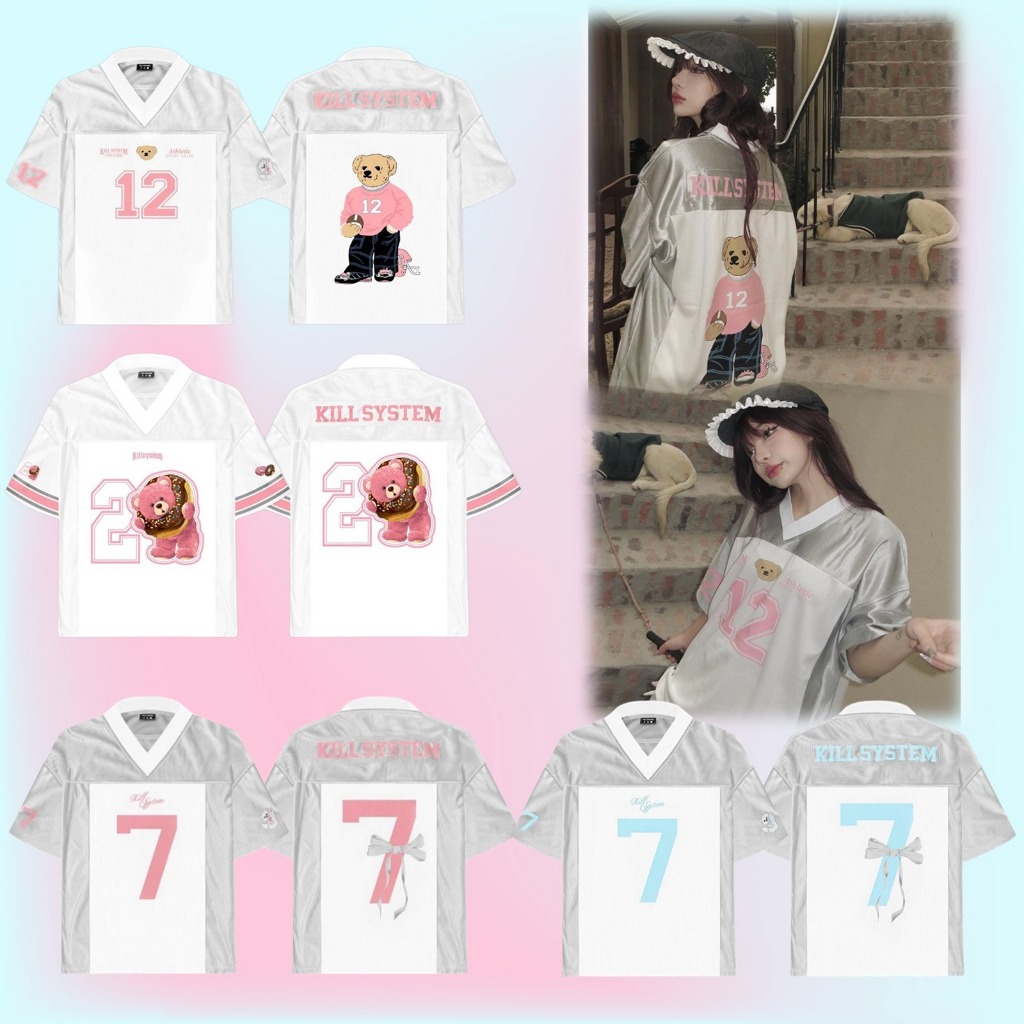 เสื้อยืดผู้หญิงเบอร์ 07 V เสื้อยืดคอปก Loose Form OverSize เสื้อยืดแบรนด์ท้องถิ่นเสื้อยืดบาสเก็ตบอลเสื้อฟุตบอล