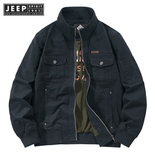 JEEP SPIRIT 1941 ESTD ใหม่ เสื้อแจ็กเก็ตลําลอง คอปกตั้ง คุณภ…