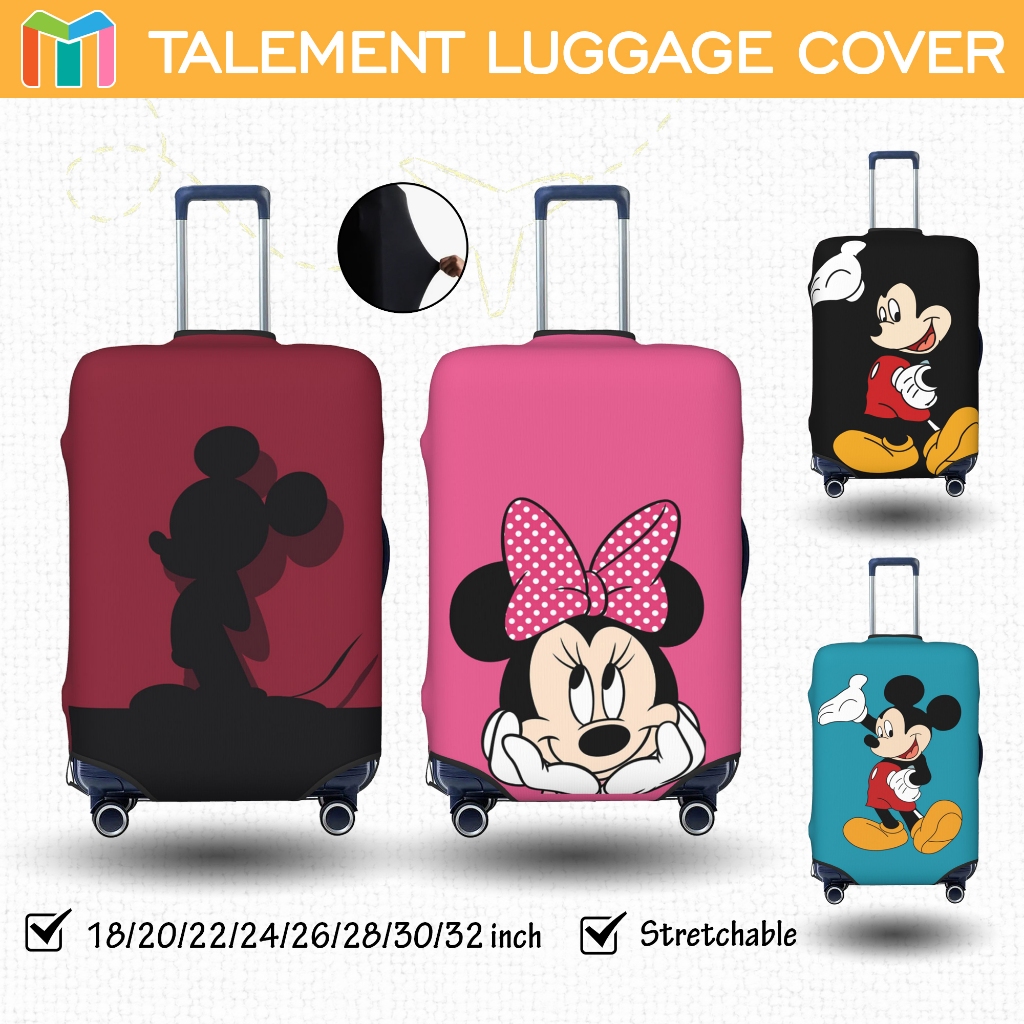 ผ้าคลุมกระเป๋าเดินทาง Mickey Mouse ผ้าสแปนเด็กซ์ แบบยืดหยุ่น ยืดหยุ่น Luggage Cover 18 20 22 24 26 28 30 32 นิ้ว