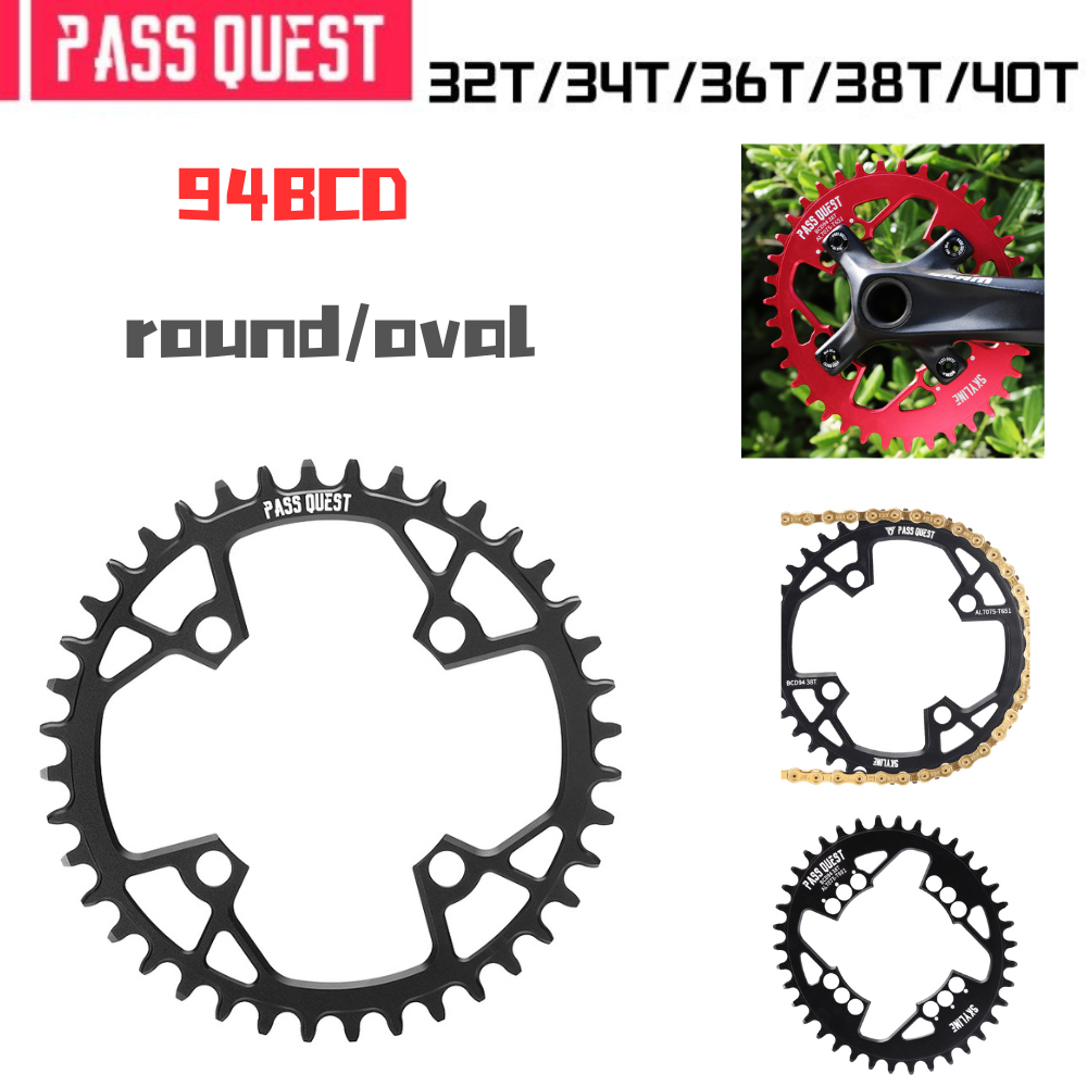 Pass QUEST 94BCD จานหน้ารถจักรยานเสือภูเขา ทรงวงรี 32T 34T 36T 38T 40T