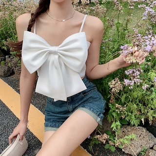 NZN เกาหลีเซ็กซี่สุภาพสตรีเก๋ด้านบนโบว์เชือกแขวนคอเสื้อกล้ามผู้หญิงมี 4 สี