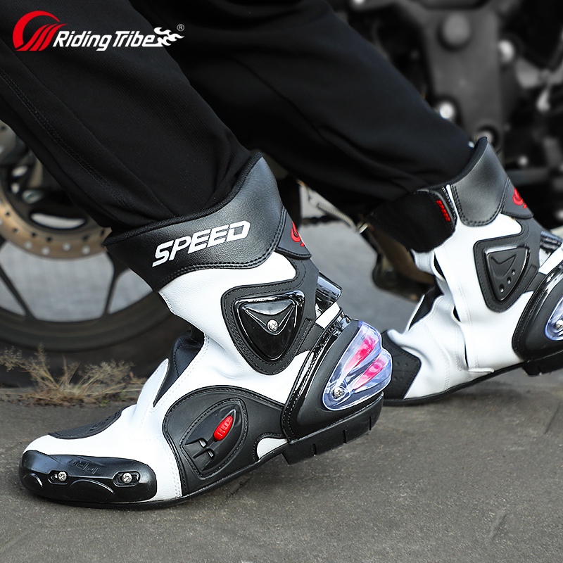 Pro-biker รองเท้ารถจักรยานยนต์ Racing รองเท้าป้องกันหนังไมโครไฟเบอร์ Off-Road ขี่จักรยานรองเท้ากลาง