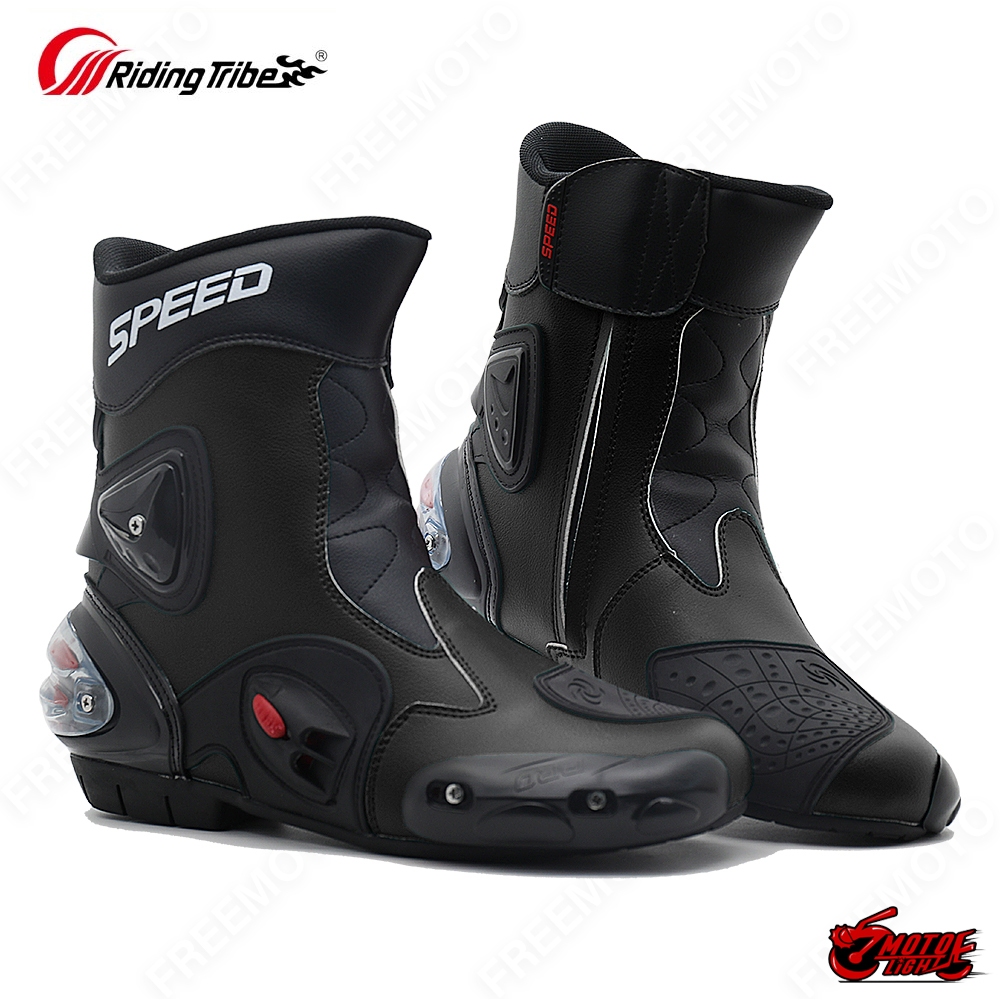 Pro-biker รองเท้ารถจักรยานยนต์ Racing รองเท้าป้องกันหนังไมโครไฟเบอร์ Off-Road ขี่จักรยานรองเท้ากลาง