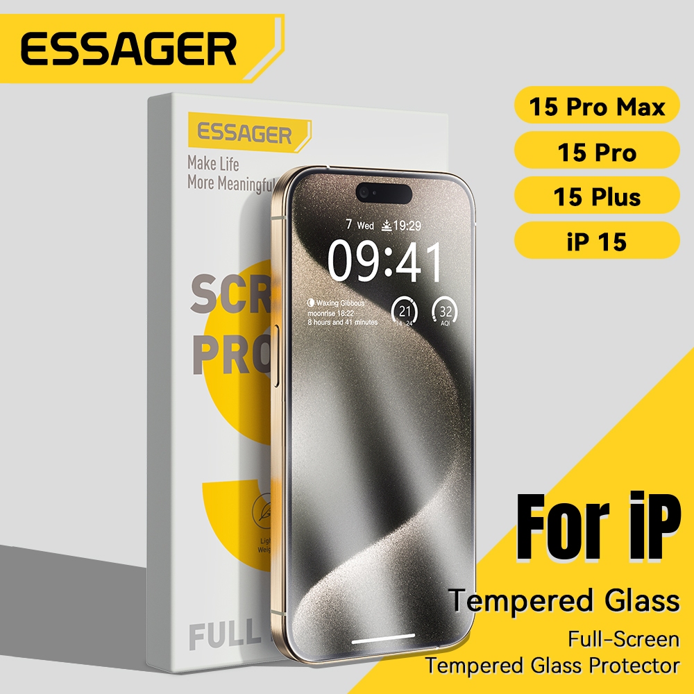 Essager ฟิล์มกระจกนิรภัย แบบเต็มจอ สําหรับ iphone 13 14 15 2 ชิ้น