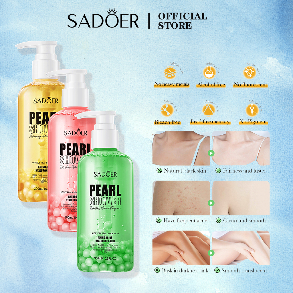 SADOER Body Wash ครีมอาบน้ำ ครีมอาบน้ำเนื้อเจลใส สบู่เหลว สบู่อาบน้ำ เจลอาบน้ำกลิ่นหอม Orange / Honey Peach / Aloe Vera Amino Acid Hyaluronic Acid
