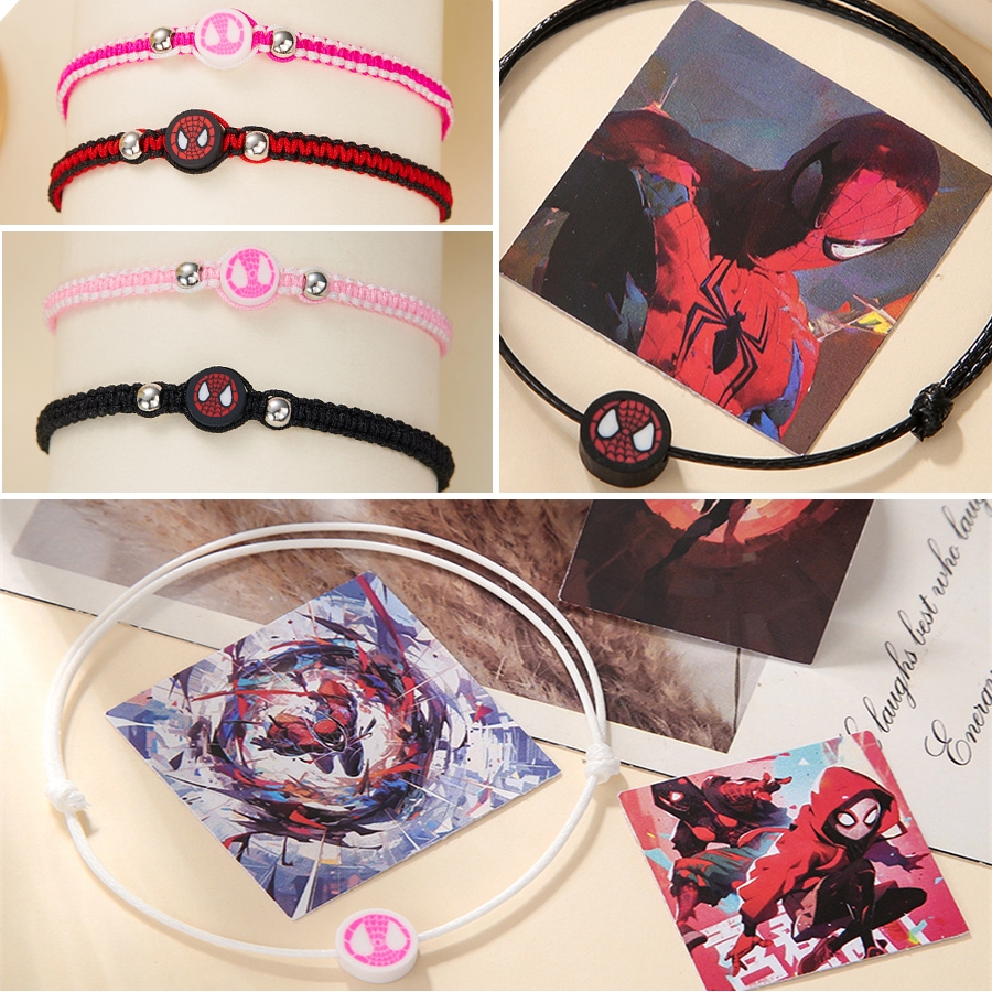 ใหม่ สร้อยข้อมือ ถักมือ ลายสไปเดอร์แมน มาร์เวล สไปเดอร์แมน ปรับได้ ของขวัญ สําหรับงานเทศกาล ปาร์ตี้ 2024