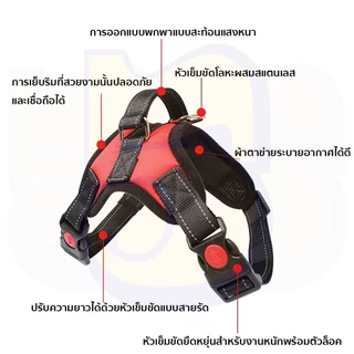 555PET เสื้อสุนัข สื้อรัดอกสุนัข พร้อมแถบสะท้อนแสง หัวเข็มขัดเปิดเร็วแข็งแรงและทนทาน ไม่มีเชือกรวมอยู่ด้วย