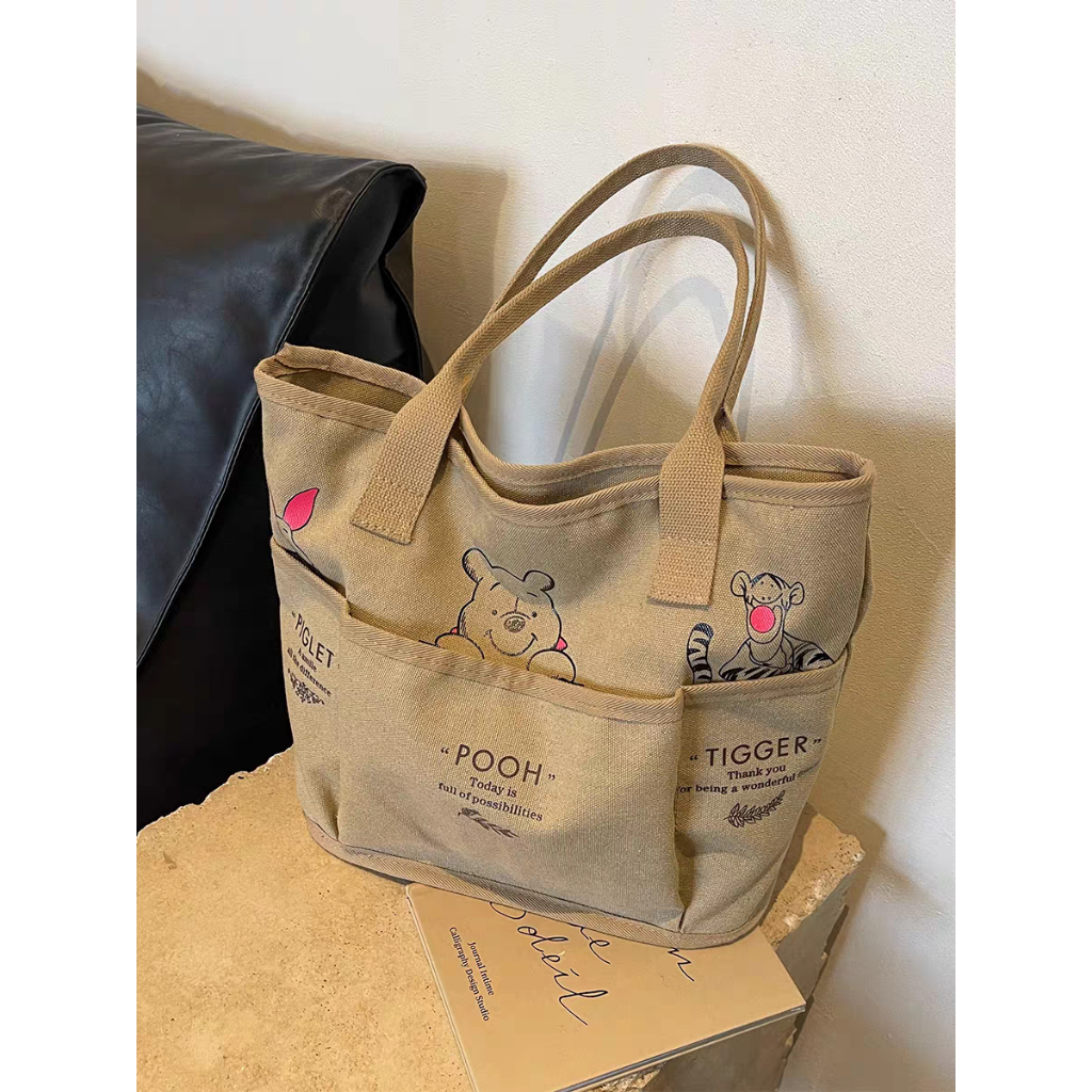 【จัดส่งจากประเทศไทย】 พร้อมส่ง กระเป๋าผ้าแคนวาส ทรงโท้ท จุของได้เยอะ แฟชั่นฤดูใบไม้ผลิ และฤดูร้อน สไตล์เรโทร สําหรับผู้หญิง และนักเรียน