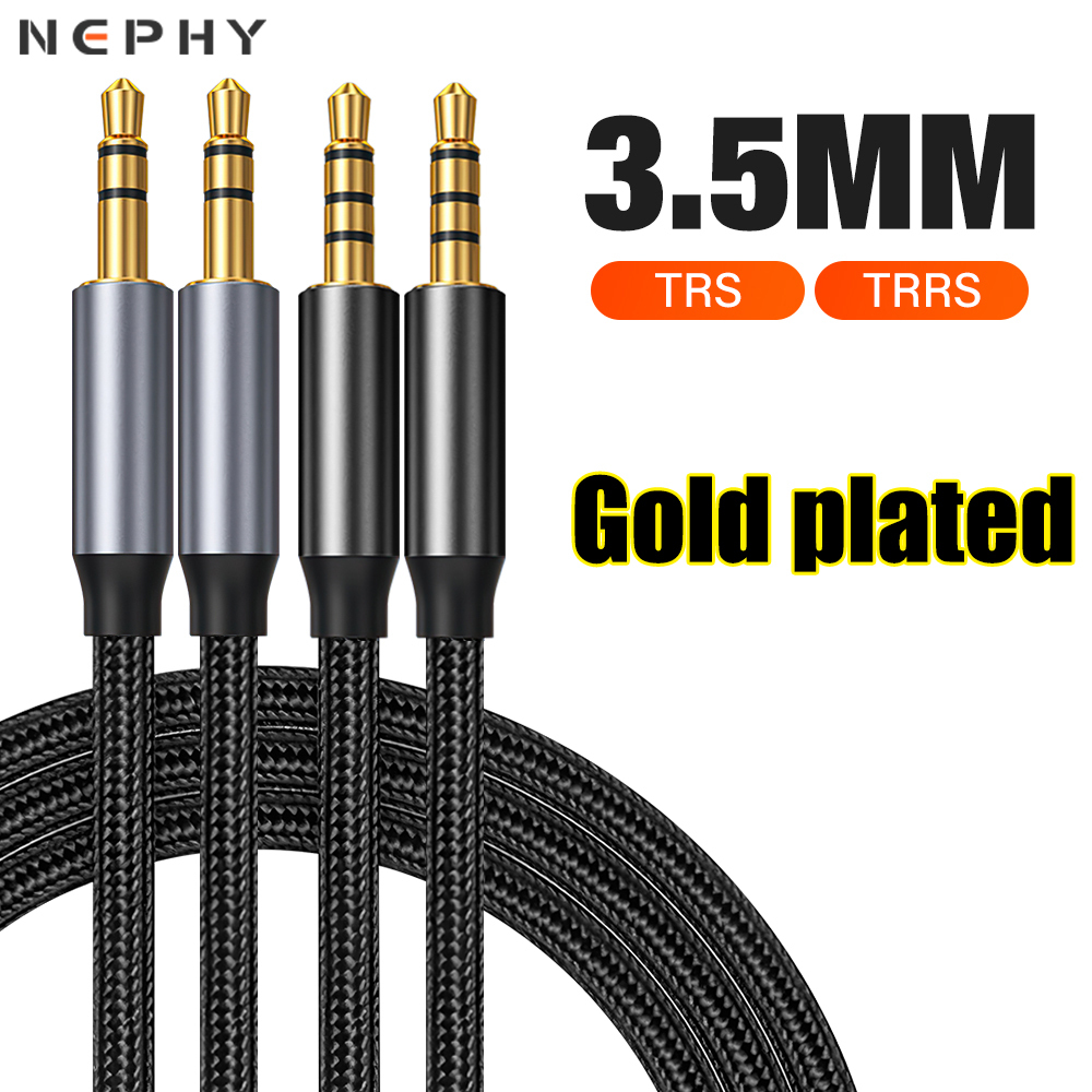 สายเคเบิลเชื่อมต่อเสียงสเตอริโอ HIFI 3.5 มม. เป็น 3.5 มม. TRS TRRS 3/4 เสา Aux 0.5 ม. 1 ม. 2 ม. ชุบทอง สําหรับโทรศัพท์มือถือ หูฟัง ไมโครโฟน รถยนต์