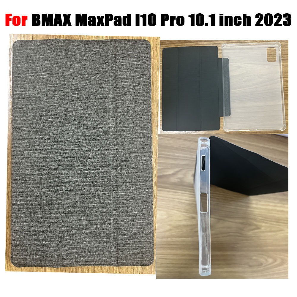 สําหรับ BMAX MaxPad I10 Pro 10.1 นิ้ว 2023 แฟชั่น Tri-Folding หนัง Universal 10.1 แท็บเล็ต Soft TPU สีเทาฝาครอบ