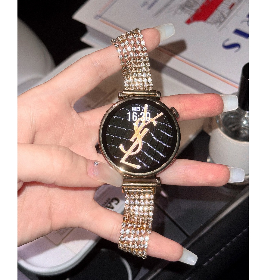 Bling Diamond 18mm 20mm 22mm Watch Strap สาย huawei watch gt4 Strap GT2 pro GT2E GT2 GT3 GT3 Pro Huawei GT4 Strap Amazfit Bip 5 สาย Amazfit Bip 3 pro Strap Amazfit bip u pro GTS2 GTS3 Amazfit GTS 4 mini Galaxy Watch 5 /Galaxy Watch 4/ Galaxy Watch 6 Strap